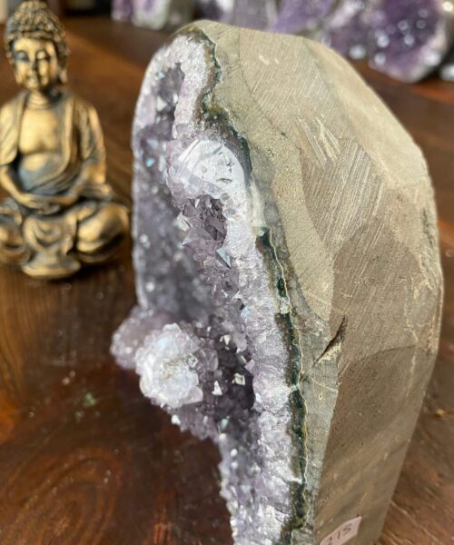 Alternative view of Premium High Grade Amethyst Druzy 215 Mini Geode Cluster Piece Cut Base 2.005g H12.5xW15xD9cm