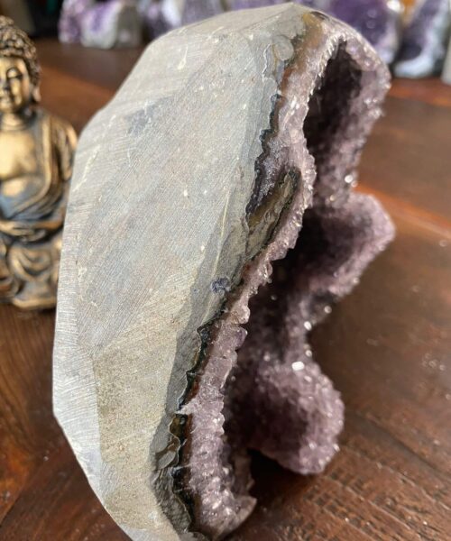 Premium High Grade Amethyst Druzy 215 Mini Geode Cluster Piece Cut Base 2.005g H12.5xW15xD9cm - Image 3