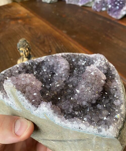 Premium High Grade Amethyst Druzy 215 Mini Geode Cluster Piece Cut Base 2.005g H12.5xW15xD9cm - Image 4