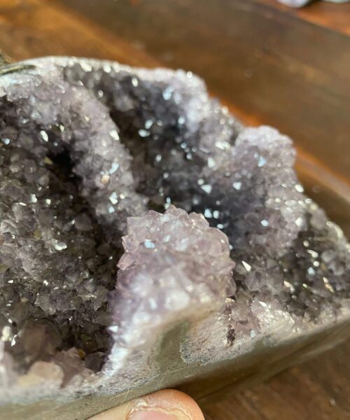 Premium High Grade Amethyst Druzy 215 Mini Geode Cluster Piece Cut Base 2.005g H12.5xW15xD9cm - Image 5
