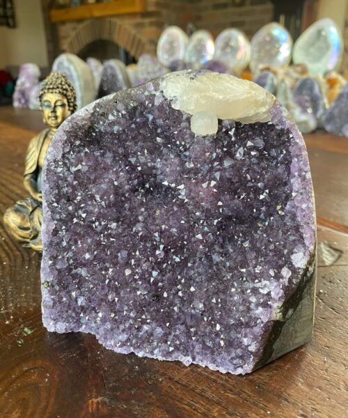 Premium High Grade Amethyst Druzy 216 Mini Geode Cluster Piece Cut Base 1.812g H12.5xW13xD10.5cm