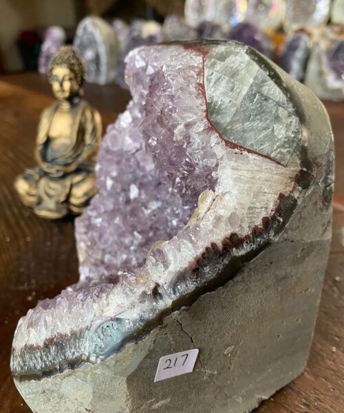 Alternative view of Premium High Grade Amethyst Druzy 217 Mini Geode Cluster Piece Cut Base 2.434g H13xW16xD12cm