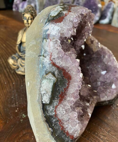 Premium High Grade Amethyst Druzy 217 Mini Geode Cluster Piece Cut Base 2.434g H13xW16xD12cm - Image 5