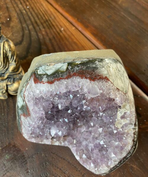 Premium High Grade Amethyst Druzy 217 Mini Geode Cluster Piece Cut Base 2.434g H13xW16xD12cm - Image 6
