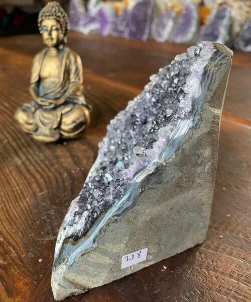 Alternative view of Premium High Grade Amethyst Druzy 218 Mini Geode Cluster Piece Cut Base 904g H11xW14xD8cm