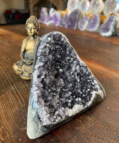 Premium High Grade Amethyst Druzy 218 Mini Geode Cluster Piece Cut Base 904g H11xW14xD8cm - Image 4