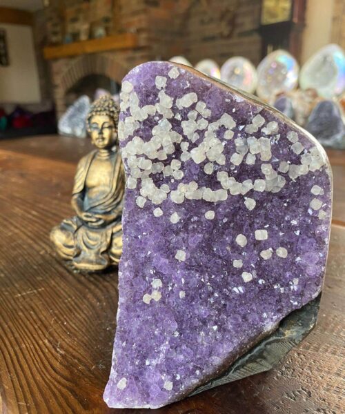 Alternative view of Premium High Grade Amethyst Druzy 221 Mini Geode Cluster Piece Cut Base 1.017g H13.5xW8xD7cm