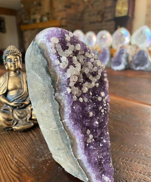 Premium High Grade Amethyst Druzy 221 Mini Geode Cluster Piece Cut Base 1.017g H13.5xW8xD7cm - Image 3