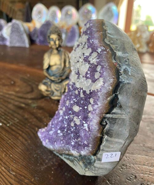 Premium High Grade Amethyst Druzy 221 Mini Geode Cluster Piece Cut Base 1.017g H13.5xW8xD7cm - Image 5