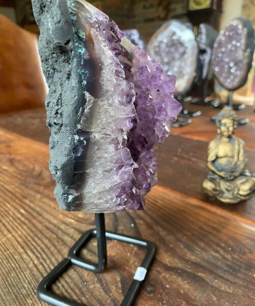 HUGE / Large Premium High Grade Amethyst Druzy 14 Geode Cluster Piece on Iron Base 2245g H22xW15xD9cm - Image 5