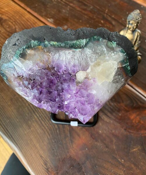 HUGE / Large Premium High Grade Amethyst Druzy 14 Geode Cluster Piece on Iron Base 2245g H22xW15xD9cm - Image 8