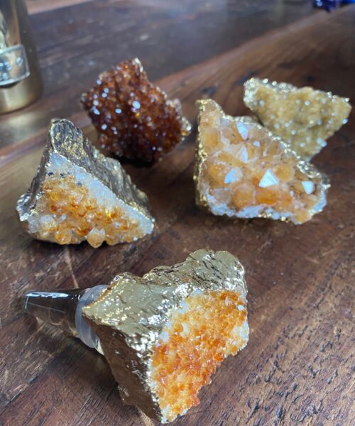 Citrine - 24ct Gold Gilded Quartz Wine Lover Gift Bottle Cork Stopper Crystal Unique Bottle Stopper - Image 5