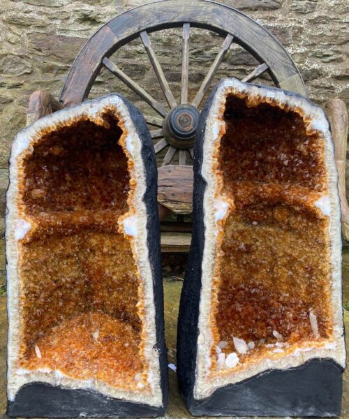 Tall Citrine Geode PAIR 329-330 Crystal Cluster Druzy Premium Grade 61kg each H66xW32xD29cm - Image 24