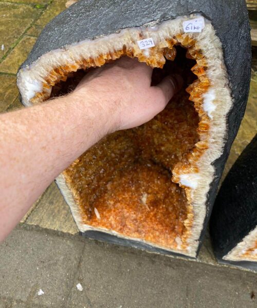 Tall Citrine Geode PAIR 329-330 Crystal Cluster Druzy Premium Grade 61kg each H66xW32xD29cm - Image 16