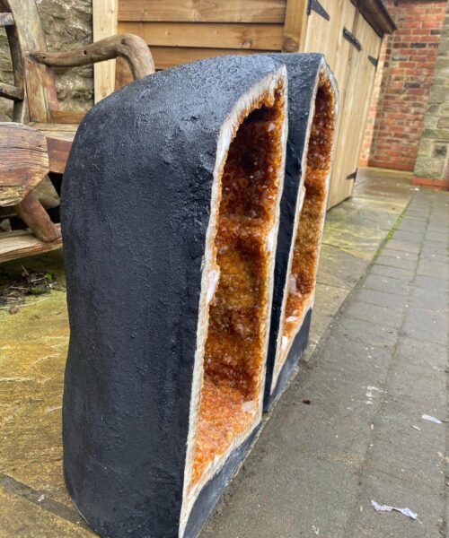 Tall Citrine Geode PAIR 329-330 Crystal Cluster Druzy Premium Grade 61kg each H66xW32xD29cm - Image 3