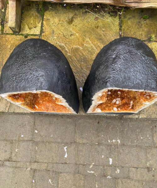 Tall Citrine Geode PAIR 329-330 Crystal Cluster Druzy Premium Grade 61kg each H66xW32xD29cm - Image 5