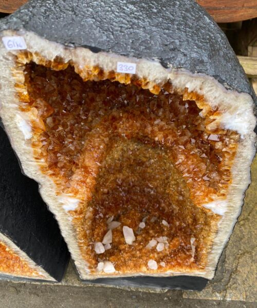 Tall Citrine Geode PAIR 329-330 Crystal Cluster Druzy Premium Grade 61kg each H66xW32xD29cm - Image 6