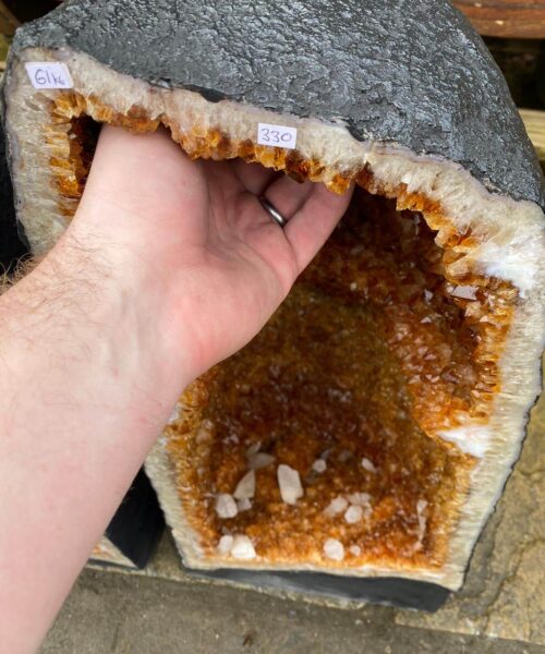 Tall Citrine Geode PAIR 329-330 Crystal Cluster Druzy Premium Grade 61kg each H66xW32xD29cm - Image 7
