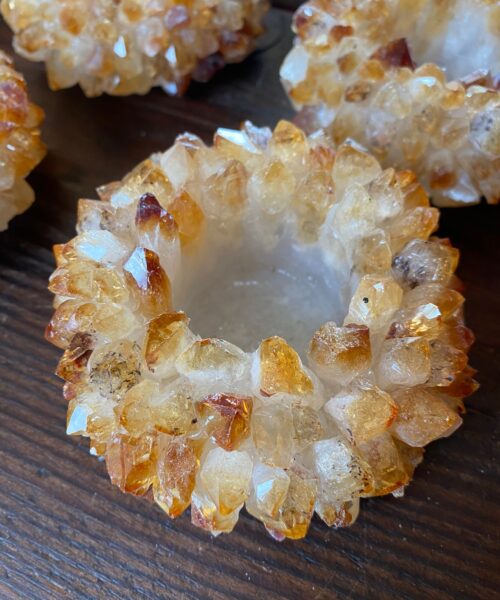 Alternative view of Premium Citrine Cluster Point Flower Petal Gemstone Druzy Candle / Tealight Holders Gift