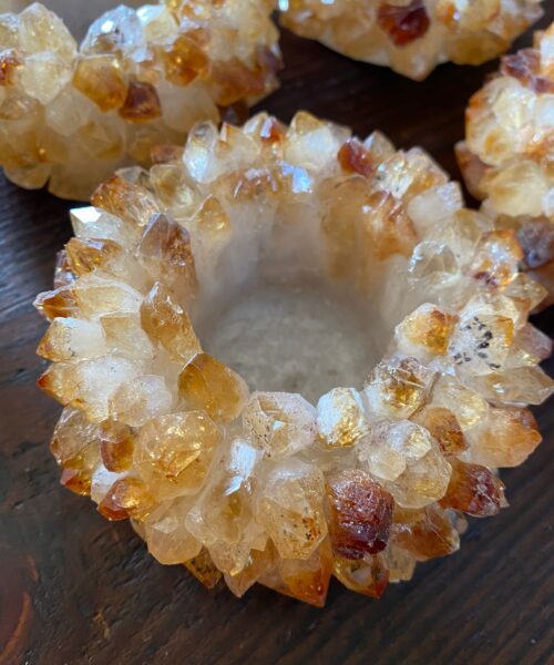 Premium Citrine Cluster Point Flower Petal Gemstone Druzy Candle / Tealight Holders Gift - Image 10