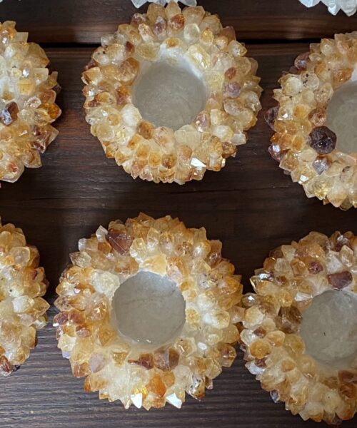 Premium Citrine Cluster Point Flower Petal Gemstone Druzy Candle / Tealight Holders Gift - Image 15