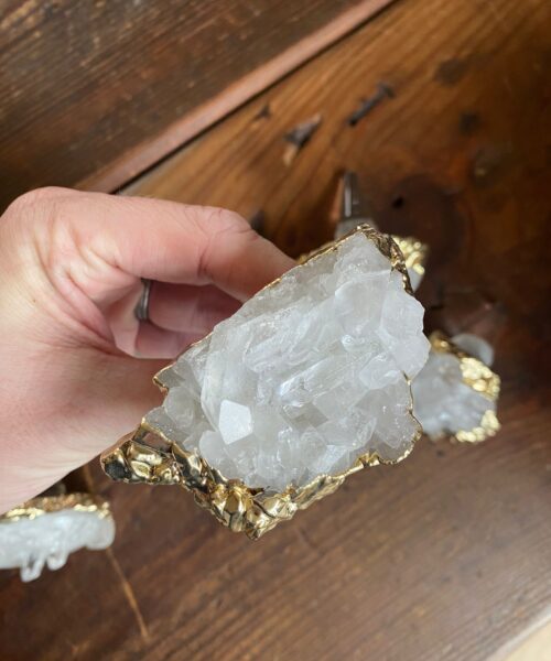Clear White Quartz - 24ct Gold Gilded Quartz Wine Lover Gift Bottle Cork Stopper Crystal Unique - Image 5