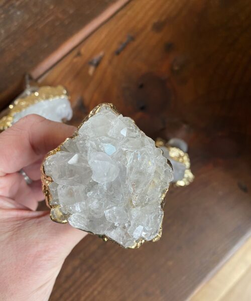 Clear White Quartz - 24ct Gold Gilded Quartz Wine Lover Gift Bottle Cork Stopper Crystal Unique - Image 6