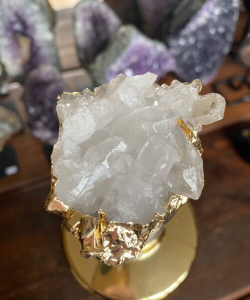 Clear White Quartz - 24ct Gold Gilded Quartz Wine Lover Gift Bottle Cork Stopper Crystal Unique - Image 11