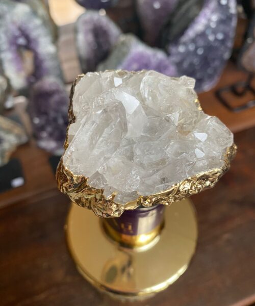 Clear White Quartz - 24ct Gold Gilded Quartz Wine Lover Gift Bottle Cork Stopper Crystal Unique