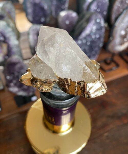 Clear White Quartz - 24ct Gold Gilded Quartz Wine Lover Gift Bottle Cork Stopper Crystal Unique - Image 10