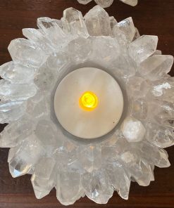 White / Clear Quartz Pointed Candle Holder