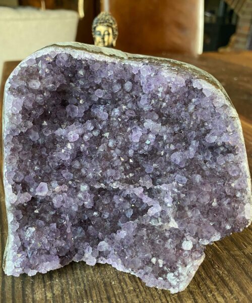 Premium High Grade Amethyst Druzy 250 Mini Geode Cluster Piece Cut Base 1.528g H11xW12xD10cm