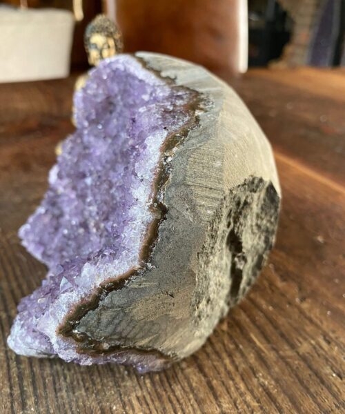 Alternative view of Premium High Grade Amethyst Druzy 250 Mini Geode Cluster Piece Cut Base 1.528g H11xW12xD10cm