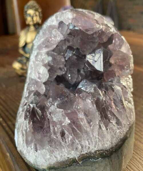 Premium High Grade Amethyst Druzy 259 Mini Geode Cluster Piece Cut Base 1.005g H10xW9.5xD9.5cm