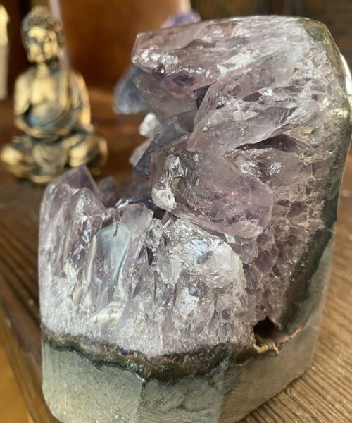 Alternative view of Premium High Grade Amethyst Druzy 259 Mini Geode Cluster Piece Cut Base 1.005g H10xW9.5xD9.5cm