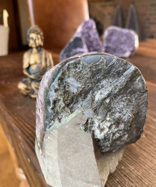 Premium High Grade Amethyst Druzy 259 Mini Geode Cluster Piece Cut Base 1.005g H10xW9.5xD9.5cm - Image 3