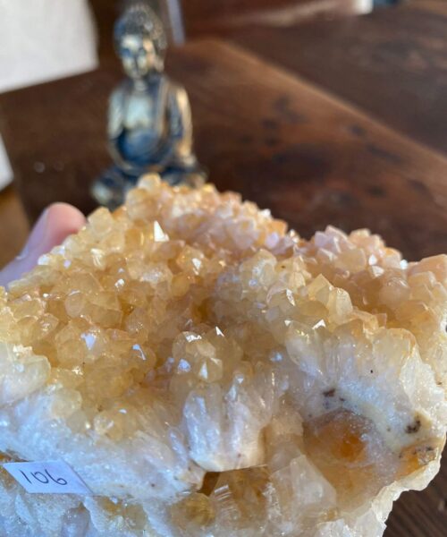 Premium High Grade Citrine Druzy 106 Mini Geode Cluster Piece 820g H11xW9.5xD6cm - Image 6