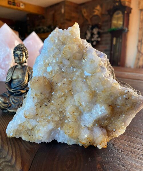 Premium High Grade Citrine Druzy 109 Mini Geode Cluster Piece 905g H13xW16xD4.5cm