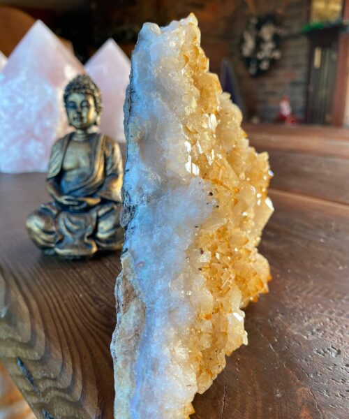 Premium High Grade Citrine Druzy 109 Mini Geode Cluster Piece 905g H13xW16xD4.5cm - Image 4