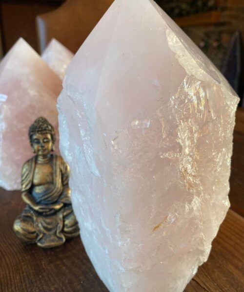 Alternative view of HUGE Extra Large Tall Point 2 Premium Rose Quartz Pink Crystal Quartz 3355g H21.5xW11xD10.5cm