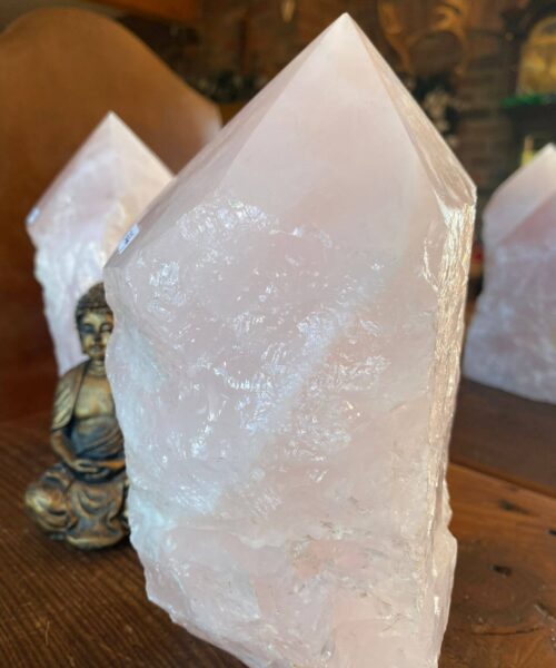 Alternative view of HUGE Extra Large Tall Point 1 Premium Rose Quartz Pink Crystal Quartz 3426g H21xW12xD9.5cm
