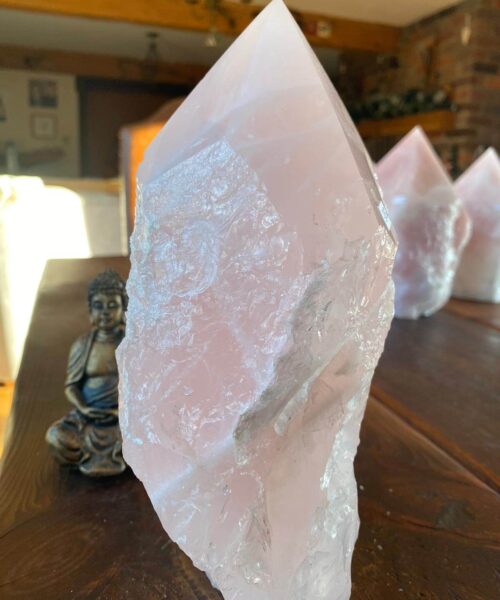 Alternative view of HUGE Extra Large Tall Point 4 Premium Rose Quartz Pink Crystal Quartz 3852g H24xW12.5xD9.5cm