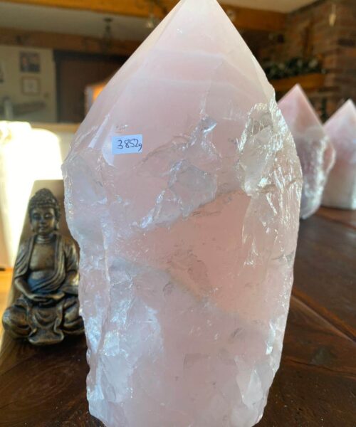 HUGE Extra Large Tall Point 4 Premium Rose Quartz Pink Crystal Quartz 3852g H24xW12.5xD9.5cm - Image 3