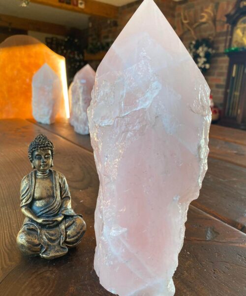 HUGE Extra Large Tall Point 4 Premium Rose Quartz Pink Crystal Quartz 3852g H24xW12.5xD9.5cm - Image 4