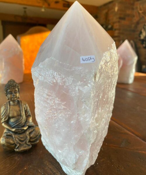 Alternative view of HUGE Extra Large Tall Point 5 Premium Rose Quartz Pink Crystal Quartz 4056g H22.5xW13.5xD11cm