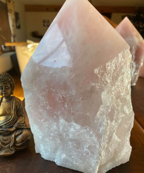 Alternative view of HUGE Extra Large Tall Point 6 Premium Rose Quartz Pink Crystal Quartz  5772g H23xW13xD15cm