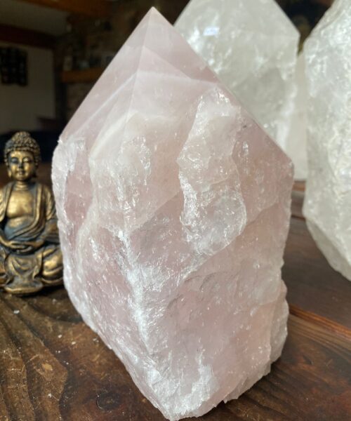HUGE Extra Large Tall Point 8 Premium Rose Quartz Pink Crystal Quartz 4091g H18xW13xD12cm