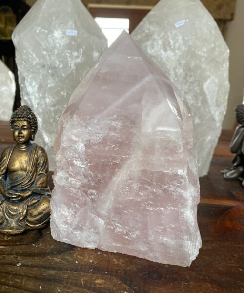 Alternative view of HUGE Extra Large Tall Point 8 Premium Rose Quartz Pink Crystal Quartz 4091g H18xW13xD12cm