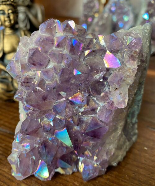 Premium High Grade Amethyst Angel Aura Druzy 138 Mini Geode Cluster Piece Cut Base 800g H9.5xW10xD6cm