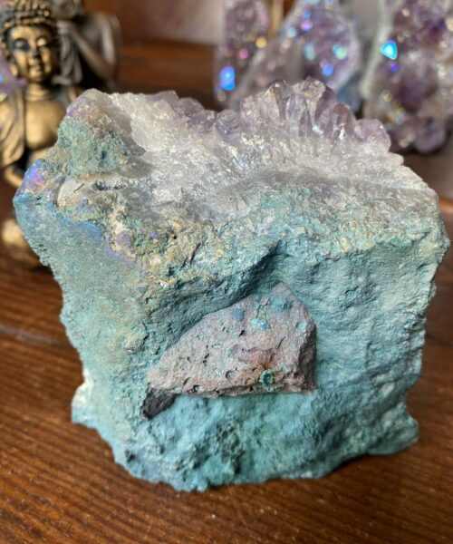 Premium High Grade Amethyst Angel Aura Druzy 138 Mini Geode Cluster Piece Cut Base 800g H9.5xW10xD6cm - Image 3